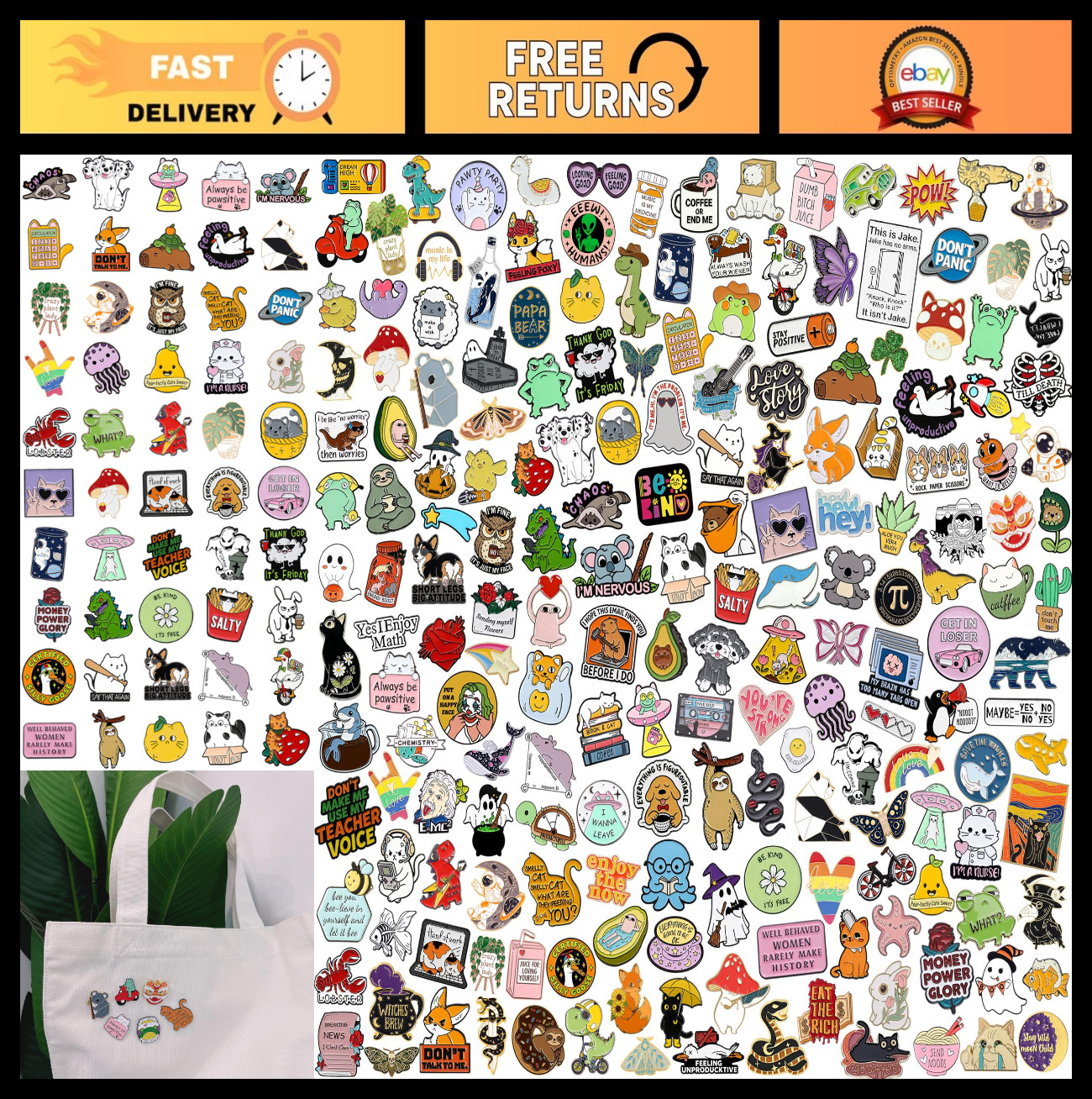 Cute Enamel Backpack Pins Set – 20/40/50/80 PCS Funny Aesthetic Brooches for Kid
