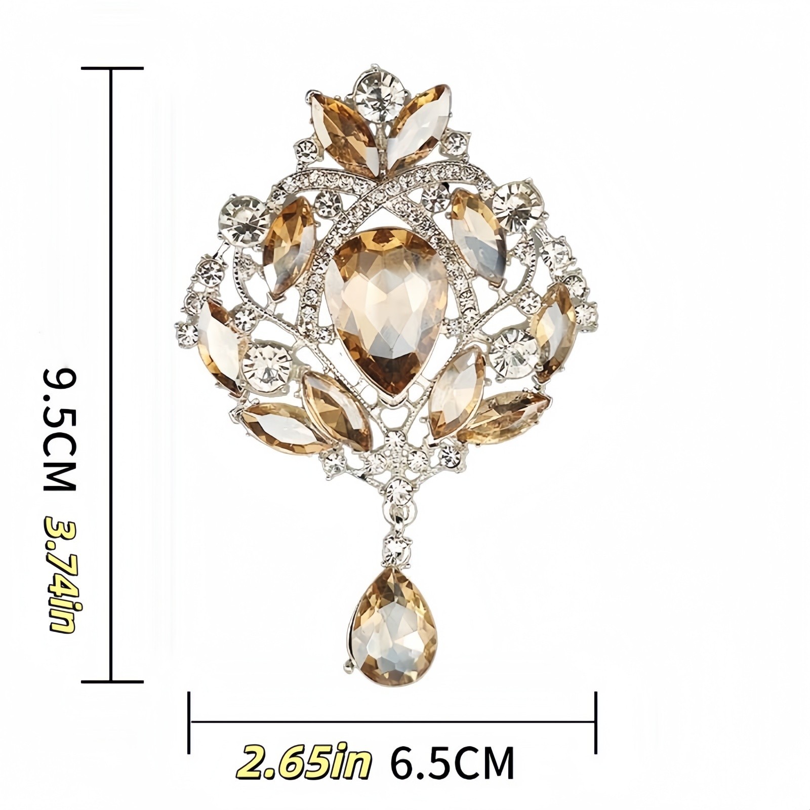 Pink Sparkling Brooch with Rhinestone Crystal for Women Dress Coat Jewelry