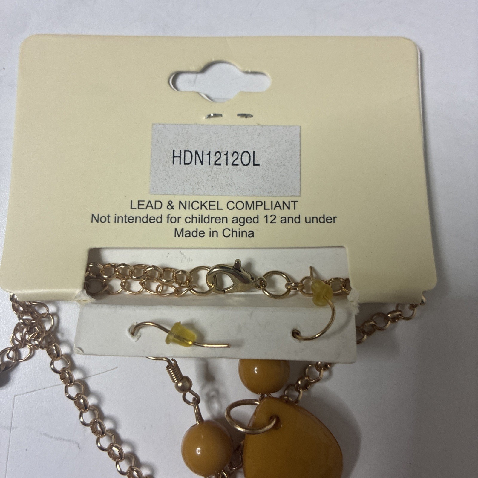 Riah Fashion Chunky Beaded Necklace Dangle Earrings Set Mustard Yellow