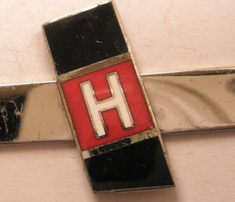 H Logo STERLING SILVER Vintage Advertising Tie Bar Clip line company railroad