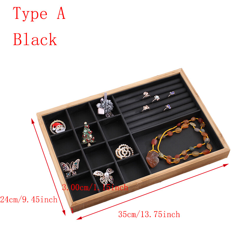 Bamboo Jewelry Display Tray Necklace Bracelet Ring Earring Organizer Showcase