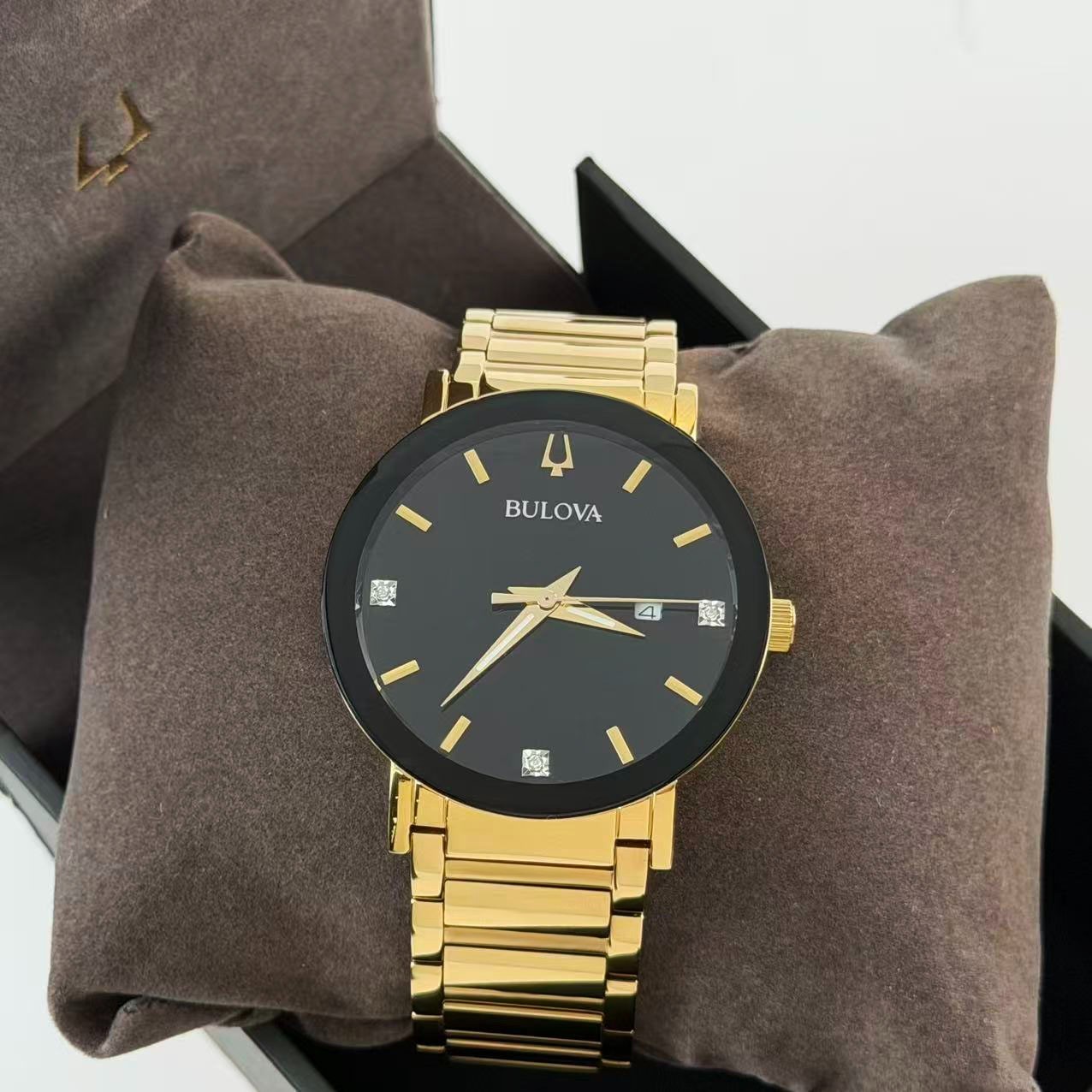 Bulova Futuro Modern Black Dial Stainless Steel Men’s Quartz Watch 97D116 42 mm