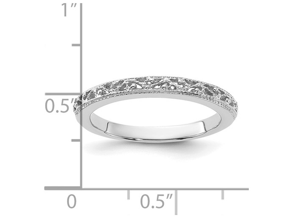 14K White Gold Filigree Wedding Ring Band