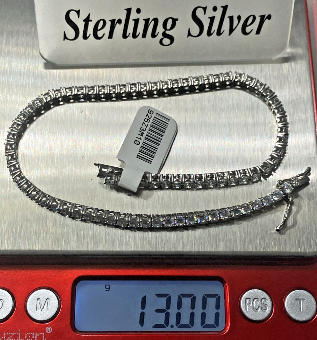 925 Sterling Silver CZ Tennis Ankle Bracelet 12.88grams 3mm 9 To 10inches NWT