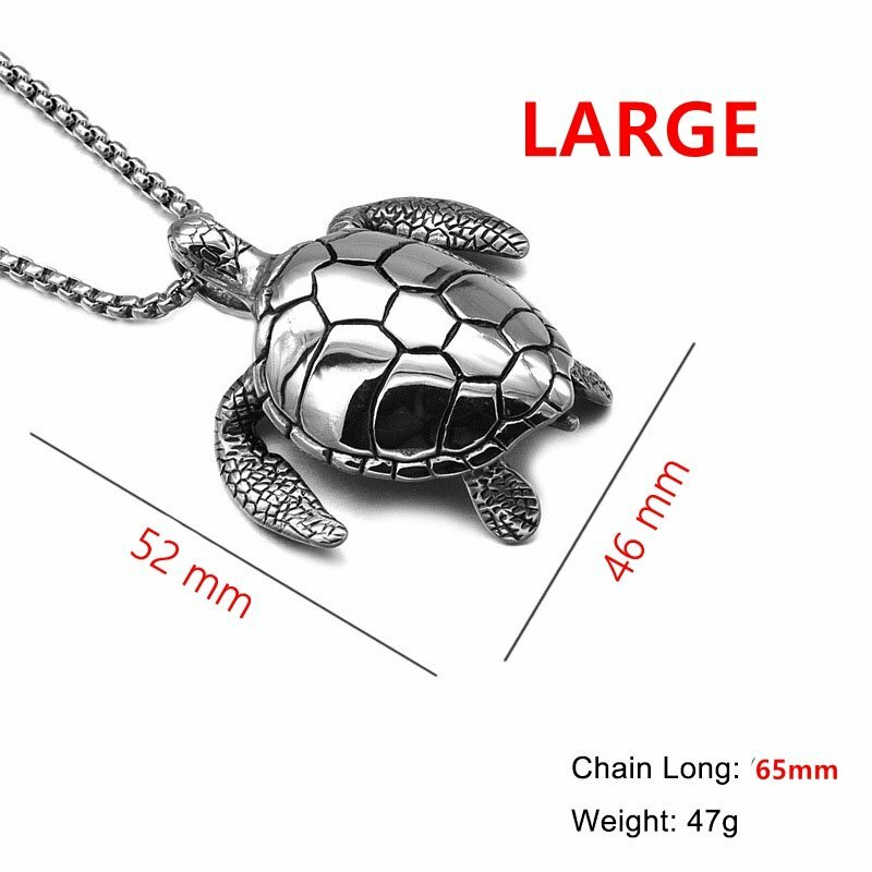 MENDEL Stainless Steel Big Sea Turtle Pendant Necklace Jewelry Men Free Shipping