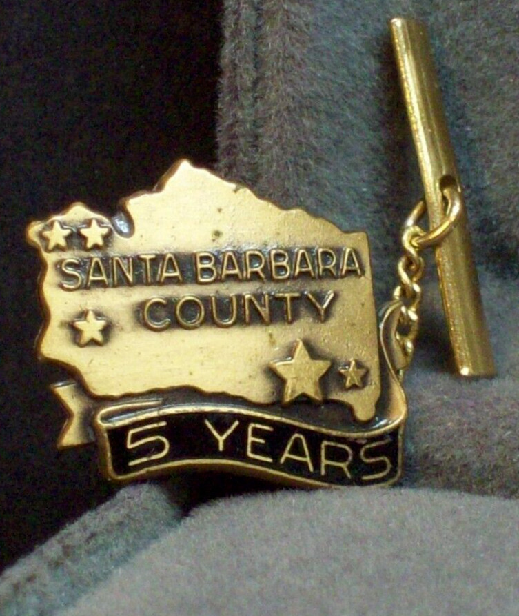 Santa Barbara County California Lapel Pin Vintage 5 Years CA Jostens Tie Tack
