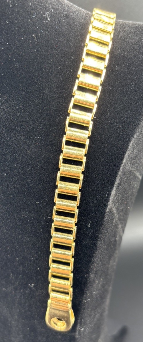 MENS ITALIAN 18K GOLD 8.5 INCH FLAT CURB LINK BRACELET 25 Grams