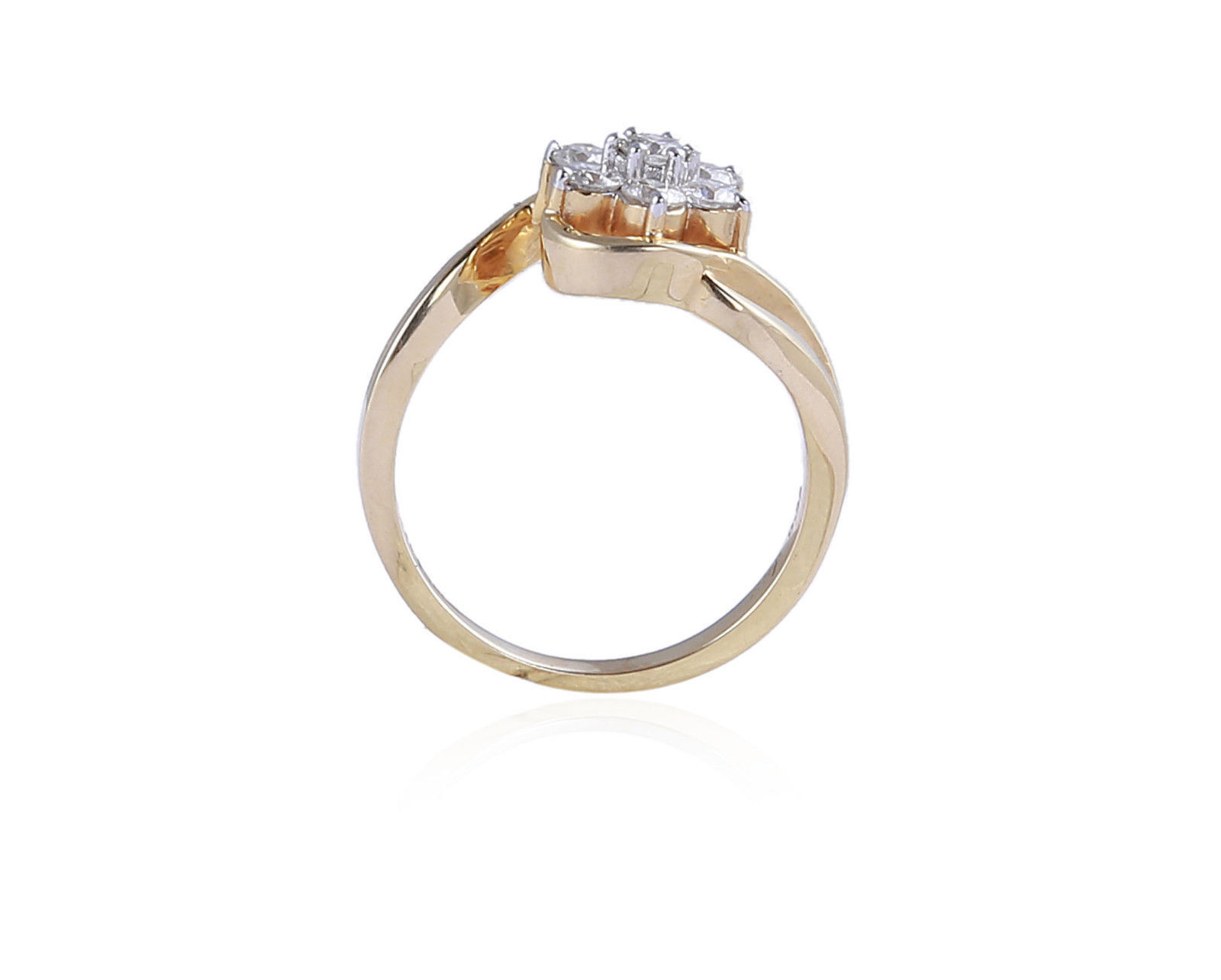 Pave 0.55 Cts Round Brilliant Cut Diamonds Engagement Ring In 750 Fine 18K Gold
