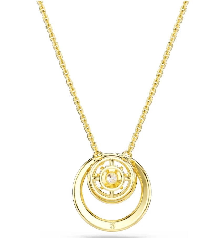 Swarovski Hyperbola pendant Round cut, White, Gold-tone plated