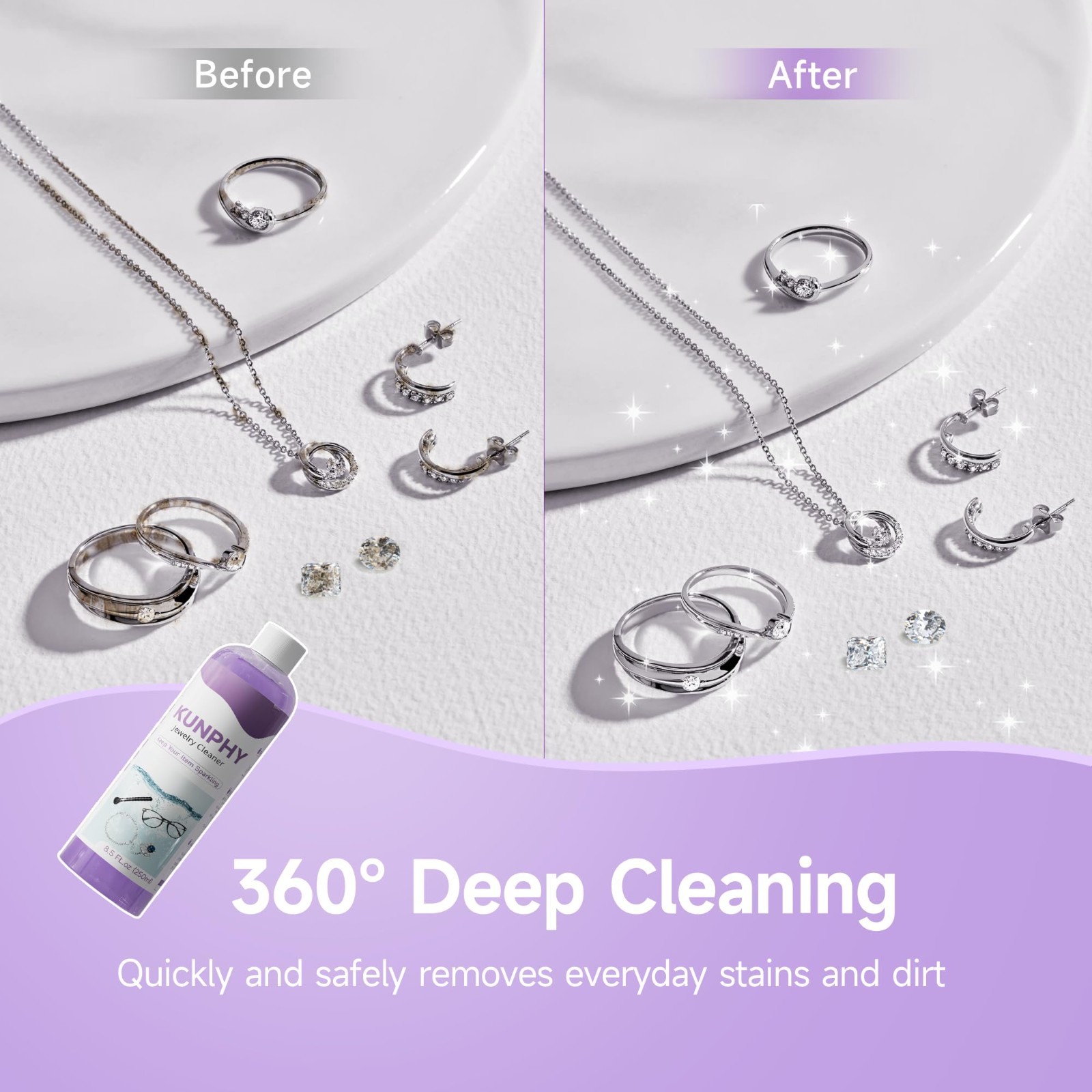 Ultra-Efficient Jewelry Cleaner – Plant-Based Formula for Silver, Gold, Diamonds