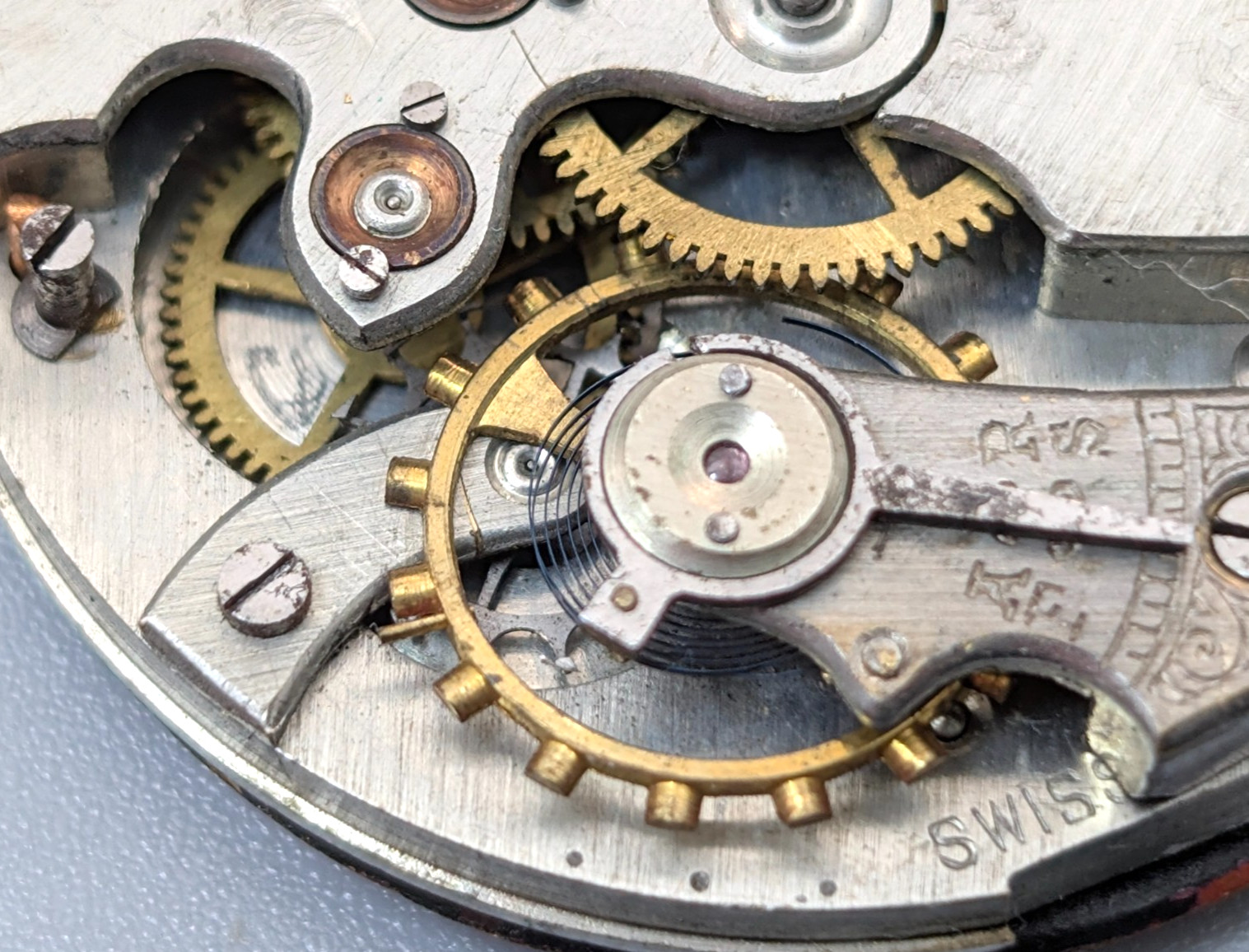 Vintage THE KING 35mm Swiss Made Formal Dress Pocket Watch Movement PARTS REPAIR