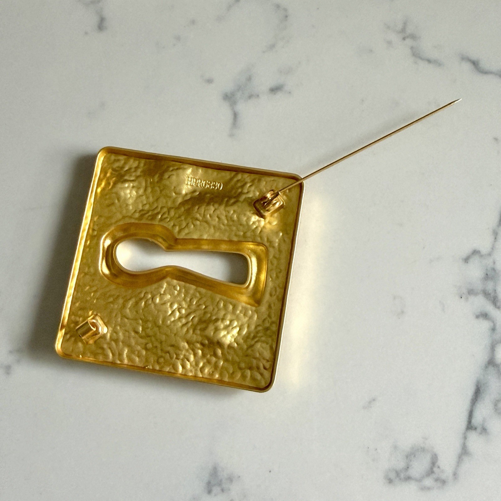 Gold Metal Keyhole Brooch Lapel Pin Accessory Schiaparelli Inspired Lock Key