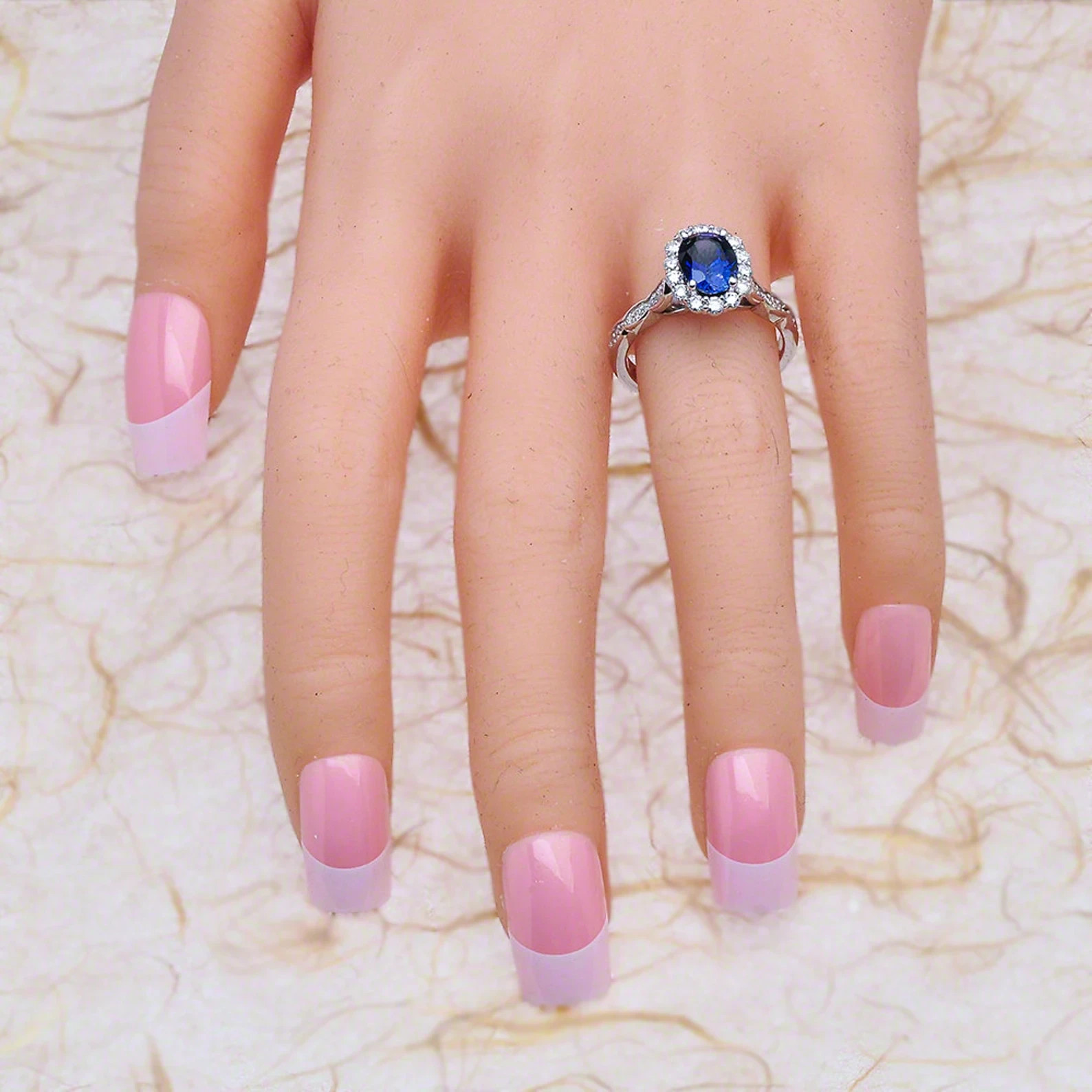 4.00 Ct Oval Natural Sapphire & Diamond Wedding Ring 14K White Gold Size 7