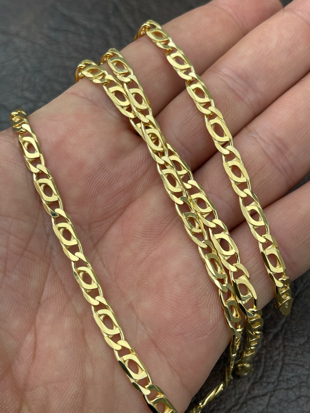 14k Gold Plated 925 Sterling Silver Men’s Tigers Eye Chain Necklace Or Bracelet