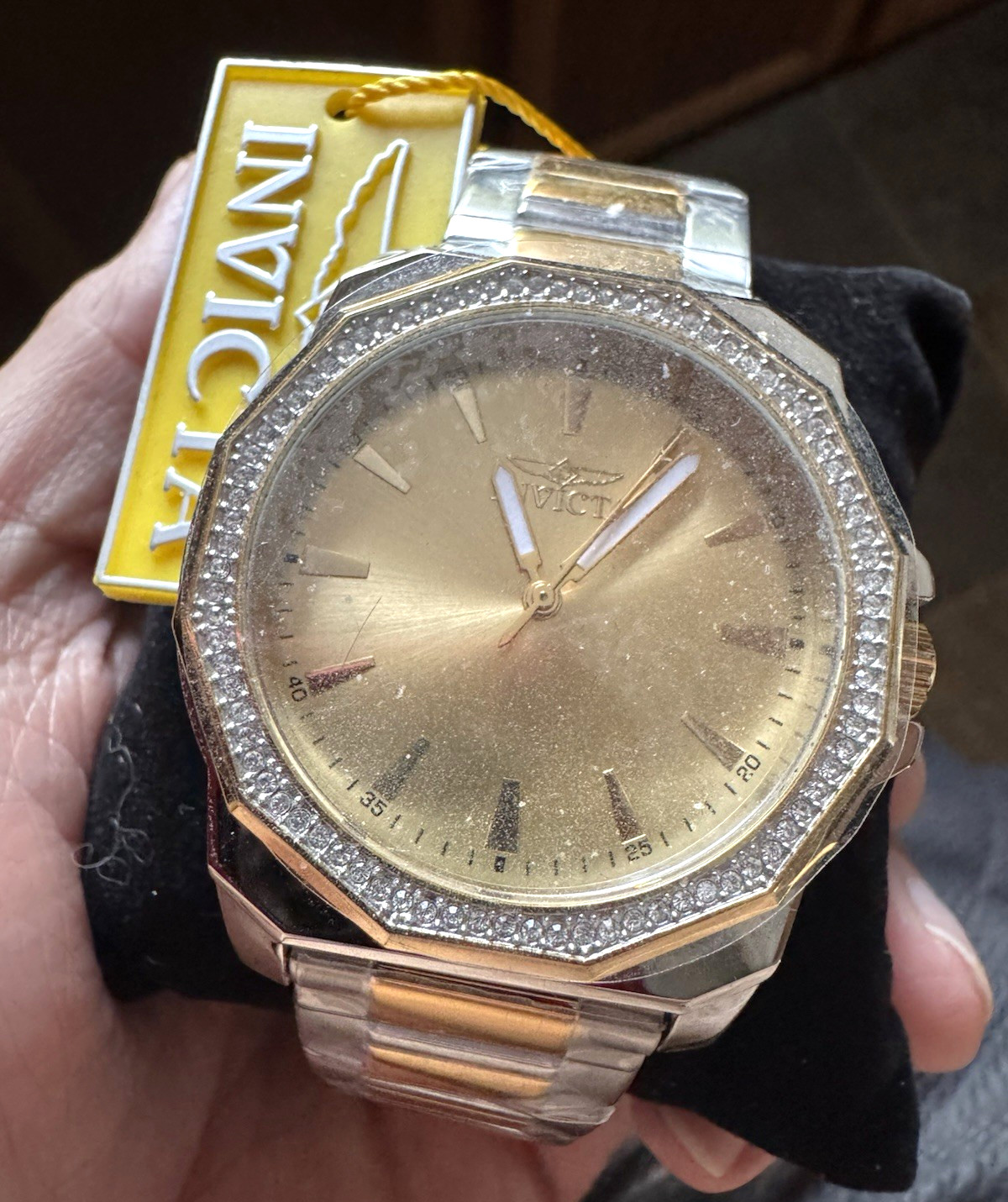 Invicta Speedway Dominus 49106 Gold / Crystal 42mm 2 Tone Bracelet Wrap Tag Box