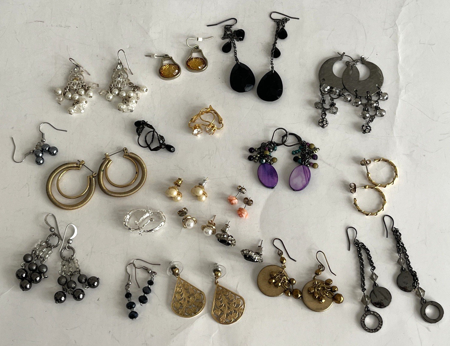 Vintage Costume Jewelry Lot of 20 Earrings Pierced Not Signed