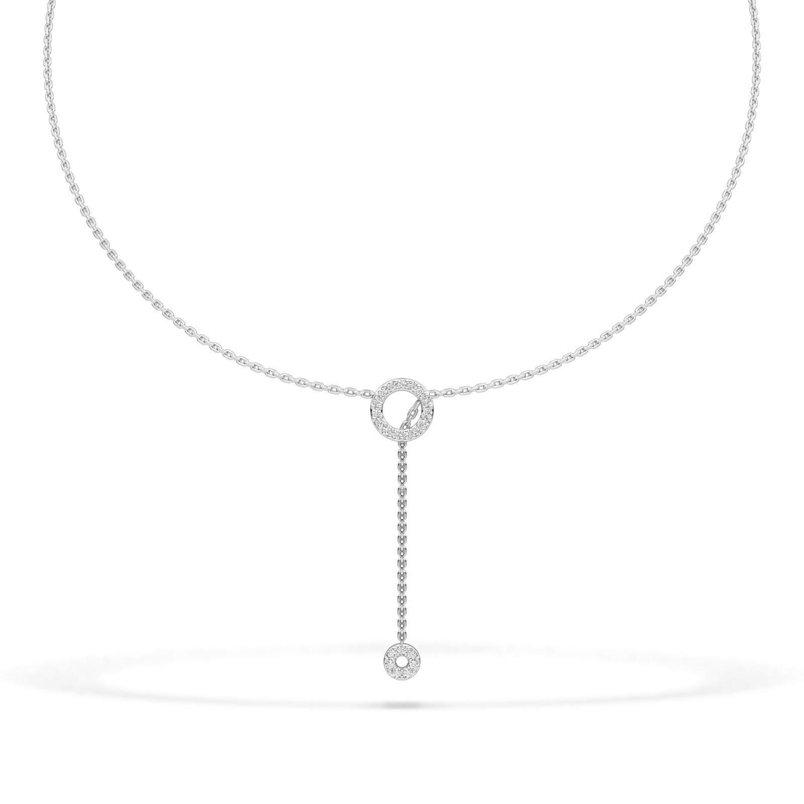 Round Cut Natural or Lab Grown Diamond Circle Drop Necklace in 10K 14K 18K Gold