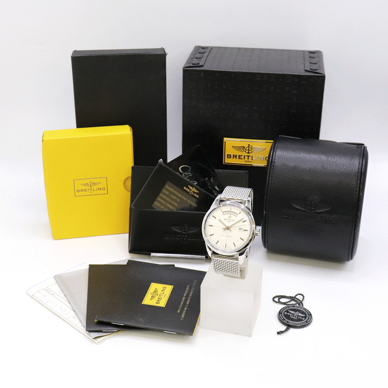 BREITLING Transocean A45310 Day date Silver Dial Automatic Men’s Watch