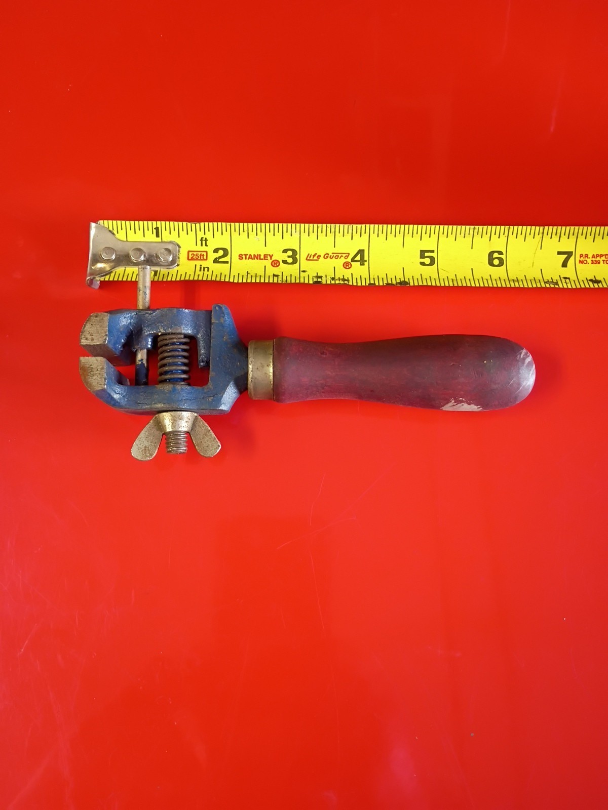 Vintage Hand Held Jewelers/Gunsmith/Watch Makers Vise Wood Handle