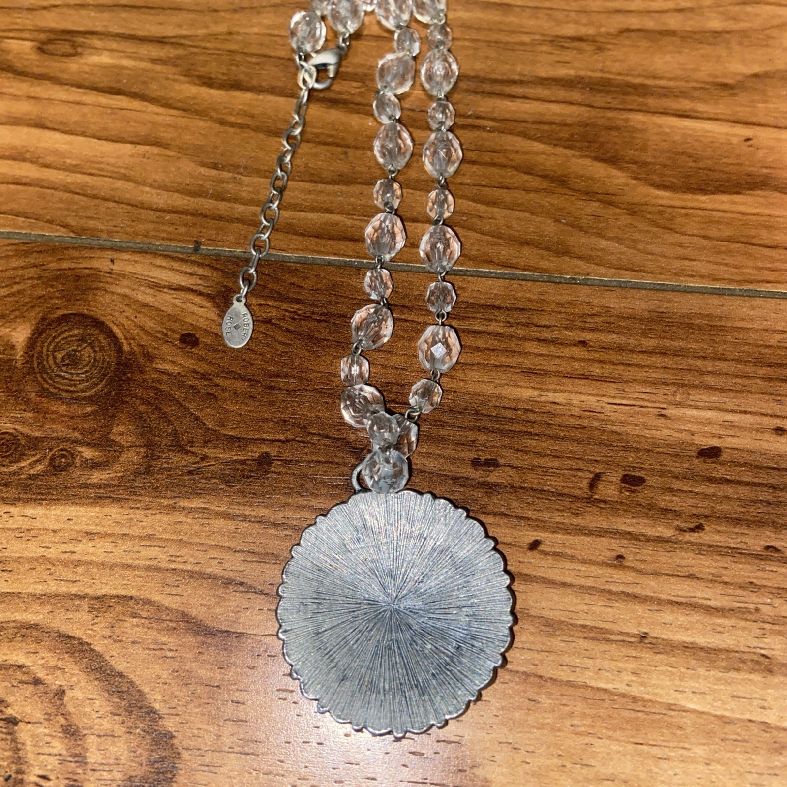 ROBERT ROSE NEW Clear Beaded Rhinestone Pendant Necklace Chain Dressy