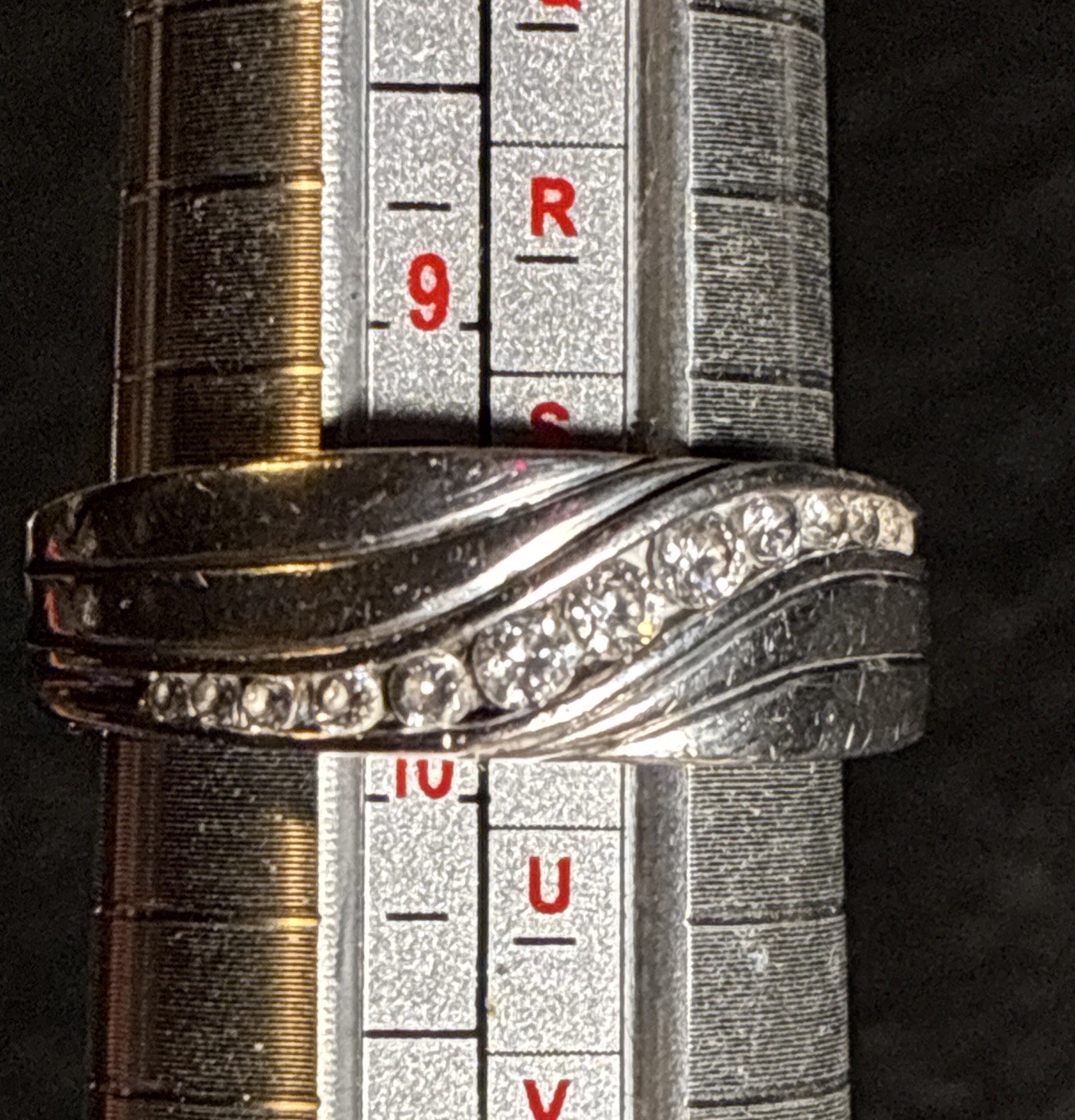 Vintage 925 EC Sterling Silver Men’s Ring Clear Accent Stones S10