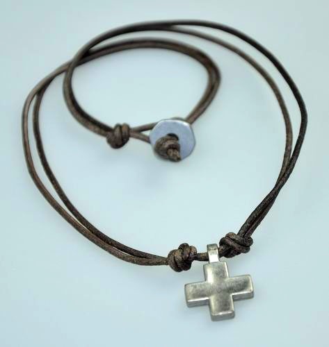 Cool Double 2mm Leather Surfer Beach Choker Necklace Cross Pendant Mens Unisex