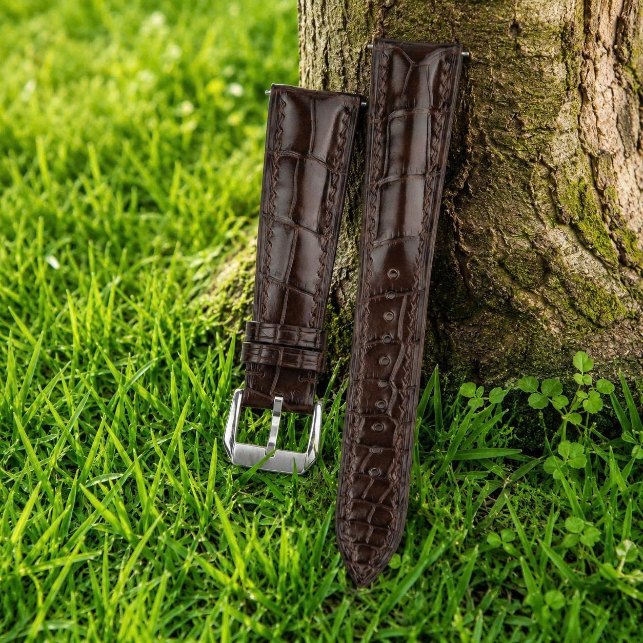 Brown Genuine Leather Watch Strap Band for Men Women, Quick Release Wristband
