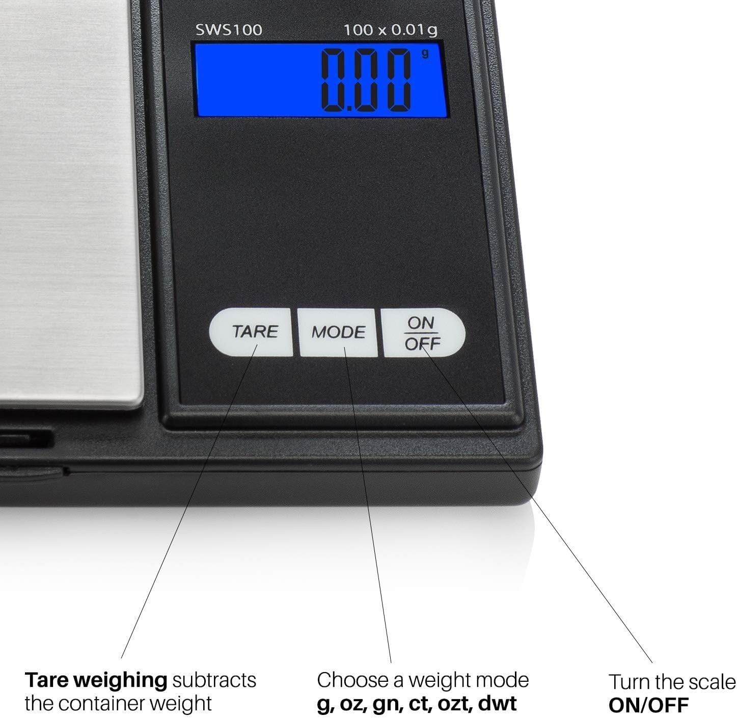 Smart Weigh Digital Pocket Gram Scale,100g x 0.01g Digital Gram Scale