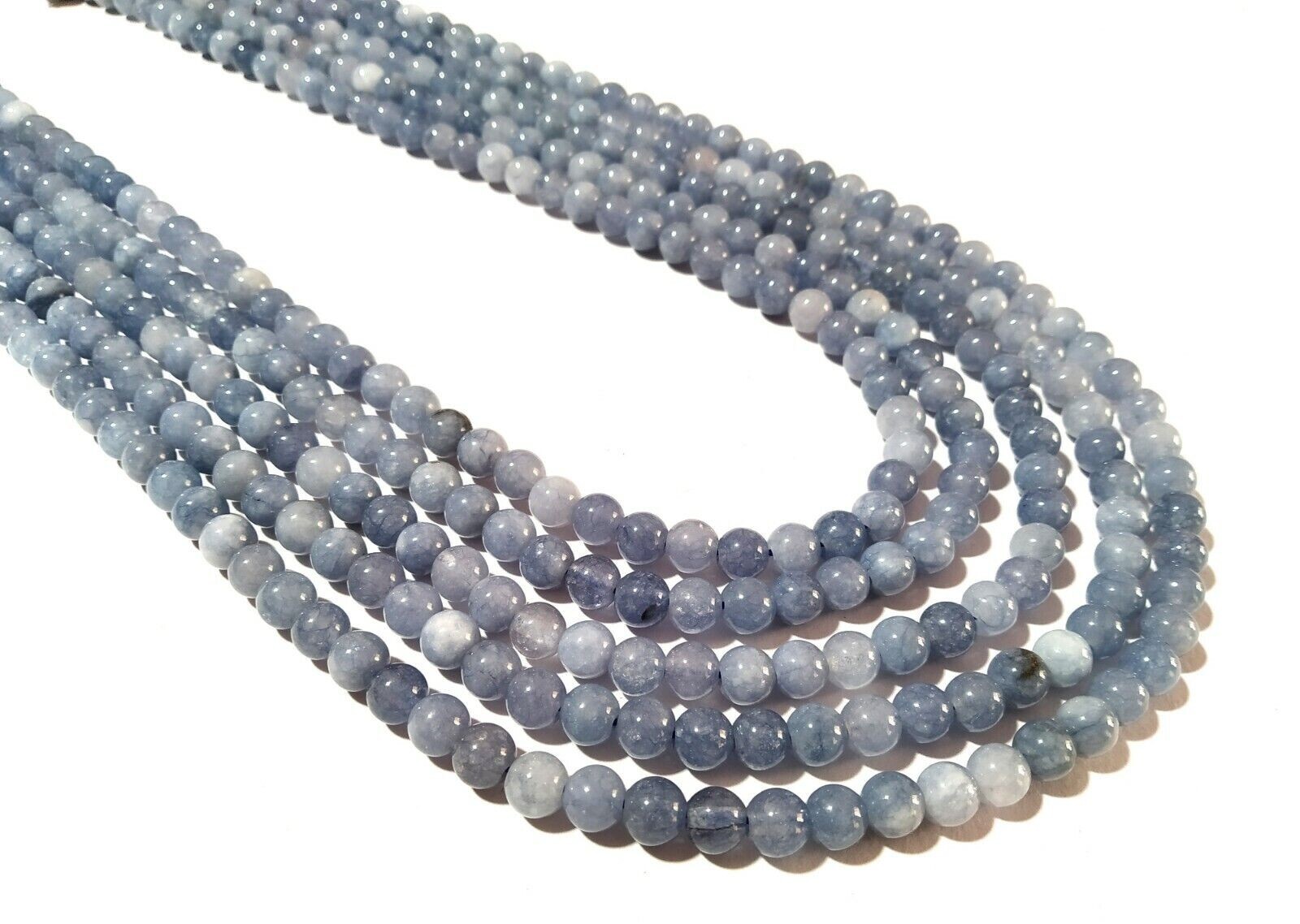 Blue Aquamarine Round Smooth 6-6.5mm Loose Gemstone Beads 16-20″Inch 1 Necklace