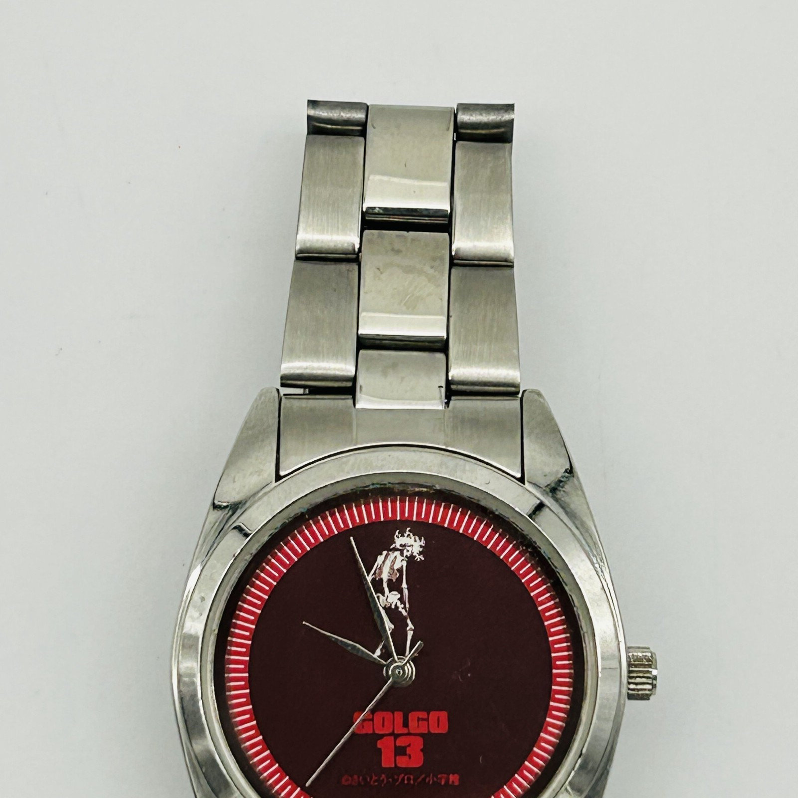 VINTAGE Golgo 13 Watch Adult Silver Tone Red Anime Manga Japan Video Game Y2K