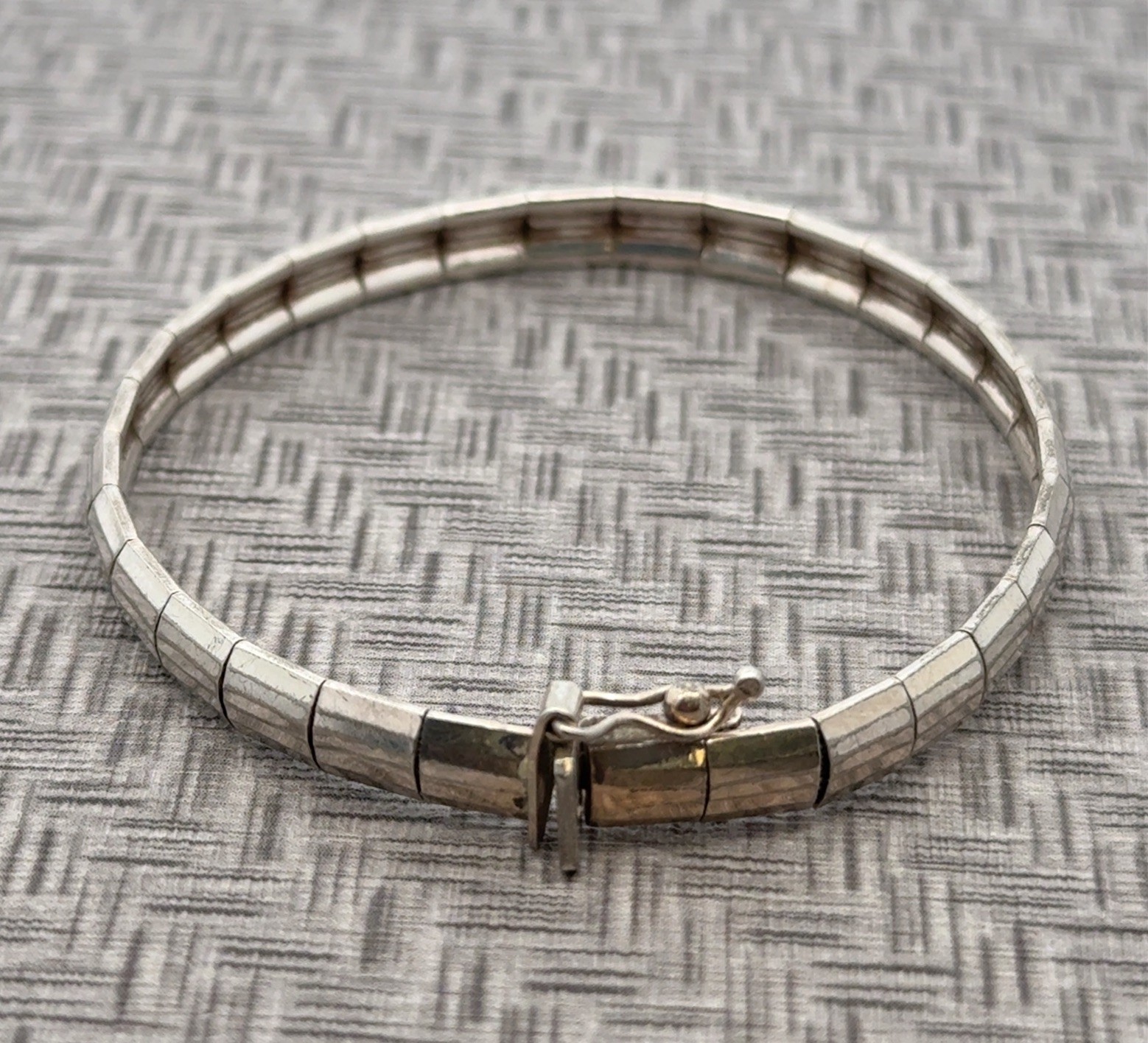 Vintage Milor 7.5” 925 Sterling Silver Omega/Panel Link Bracelet, 13.0g