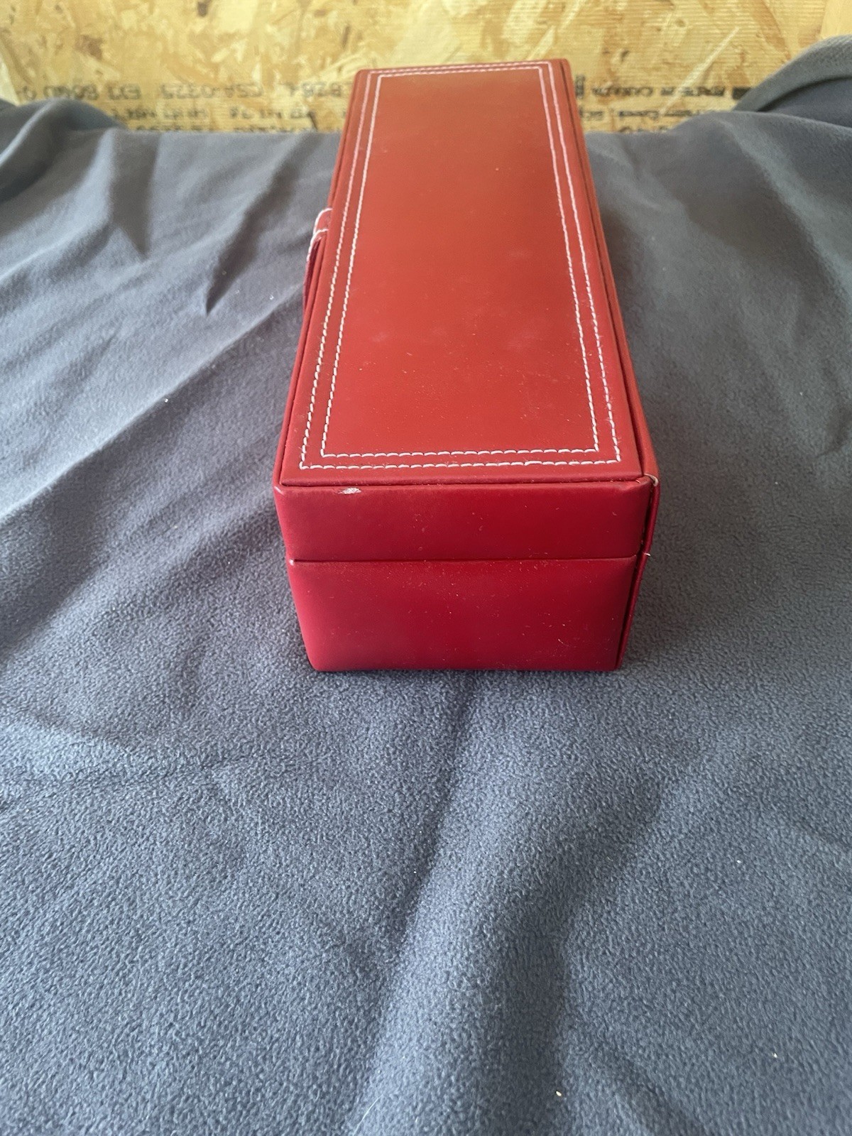 Red Faux Leather Jewelry Box 11″ 3 Piece Fabric Lined Travel Multi Compartment