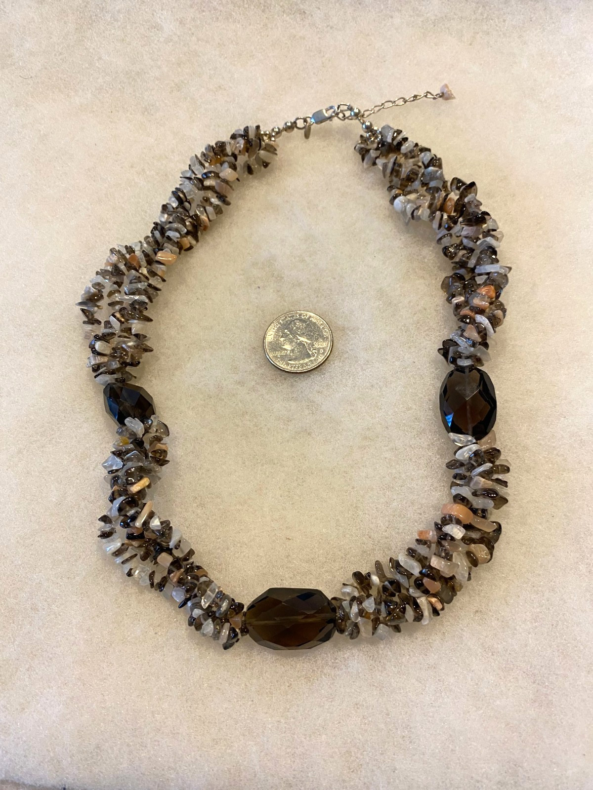 Sajen Faceted Smokey Quartz & Chip Necklace – 18 In. Long with 2 In. Extender