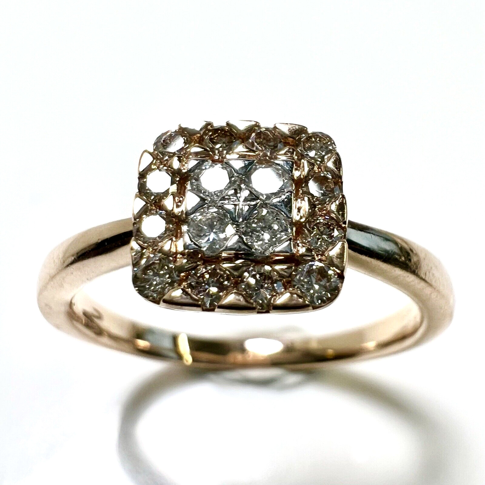 Ring 585 gold rose gold 0.26 ct. diamonds size 56.5/18mm 3.4g like new