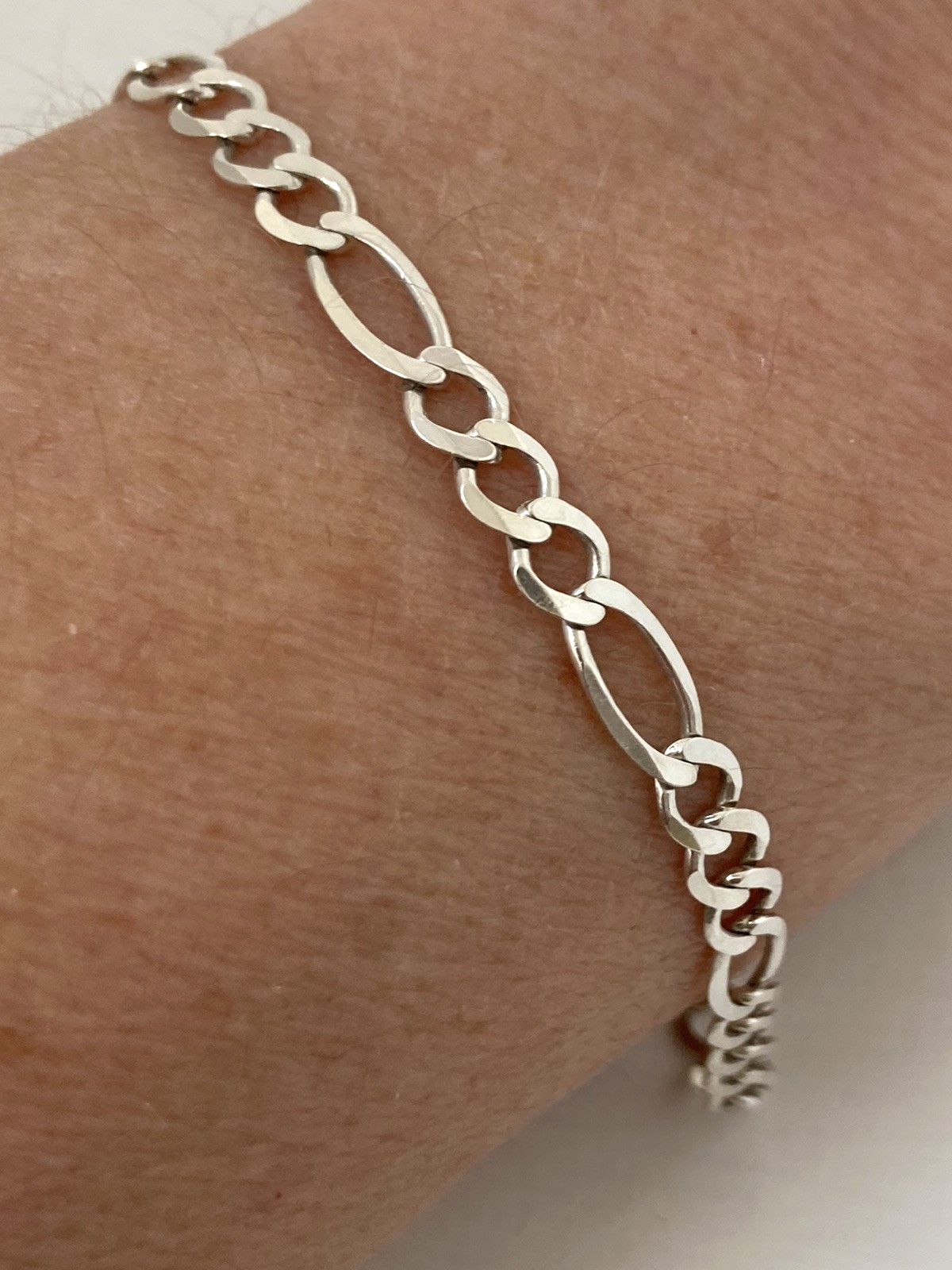 Sterling Silver Bracelet Figaro Link 18 cm Length