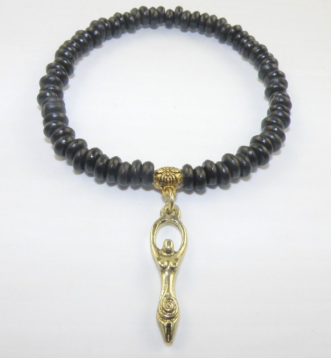 Boho Naked Beautiful Woman Pendant on Beaded Bracelet 6.50 Inches Unisex