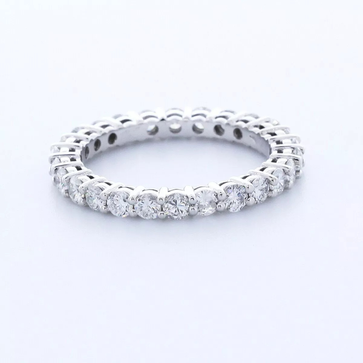 Eternity Wedding Ring Classic Solid 14K Gold 1.85 CT Round Natural Diamond F VS2