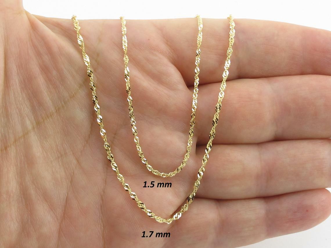 Singapore Chain 14k Yellow Gold 0.8 mm 1.0 mm 1.5 mm 1.7 mm 2.1 mm Available In