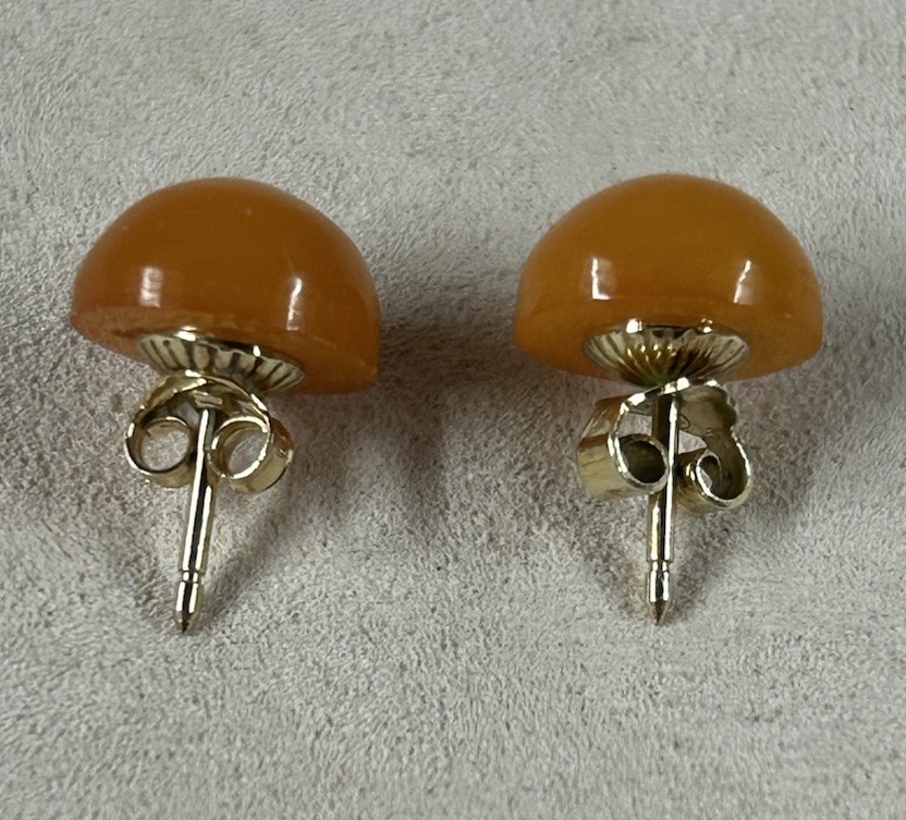 VTG Real Egg Yolk Baltic Amber Stud Earrings