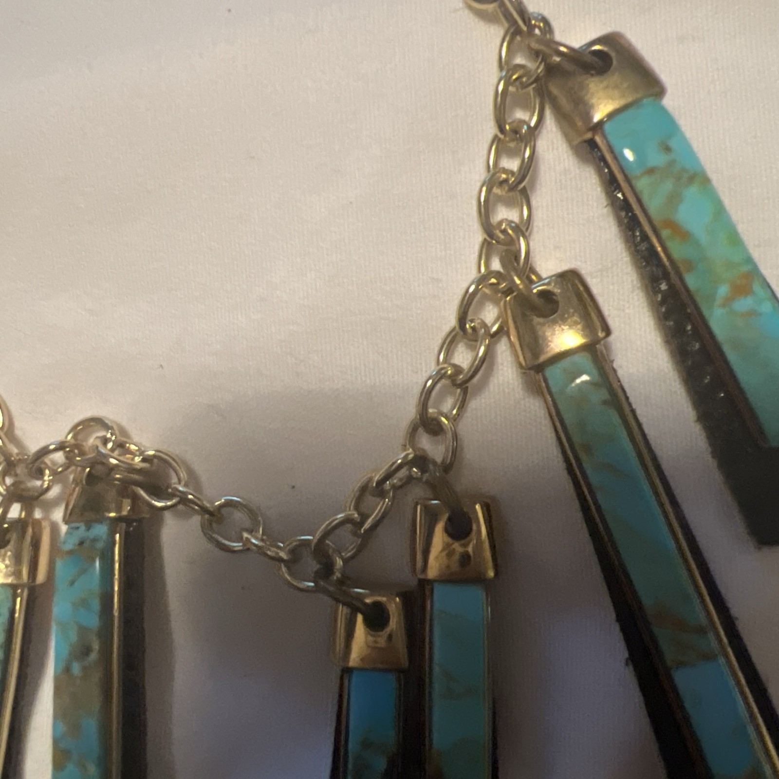 Barse Reversible Adjustable Brown Leather And Blue Turquoise Necklace Goldtone