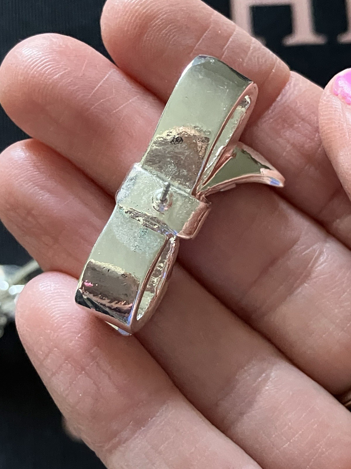 NWT Ann Taylor Silver Tone Clear Crystal Baguette Bow Stud Earrings