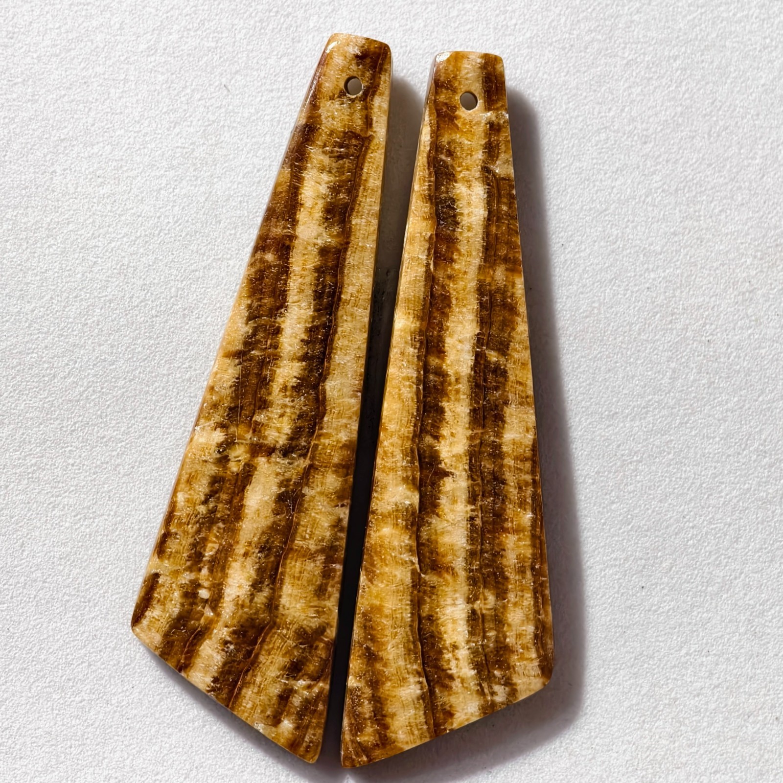 35 Cts Natural Honey Aragonite Drilled Pair Cabochon Gemstone 48.6 X 13.7 MM