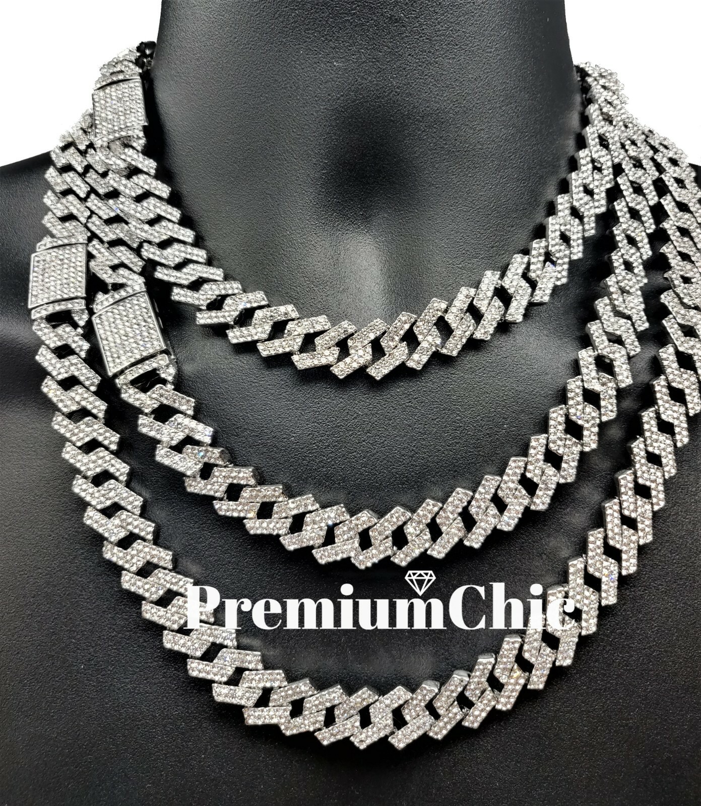 ICED Mens Hip Hop Gold Plated Miami Cuban Prong Link Chain CZ Necklace/Bracelet