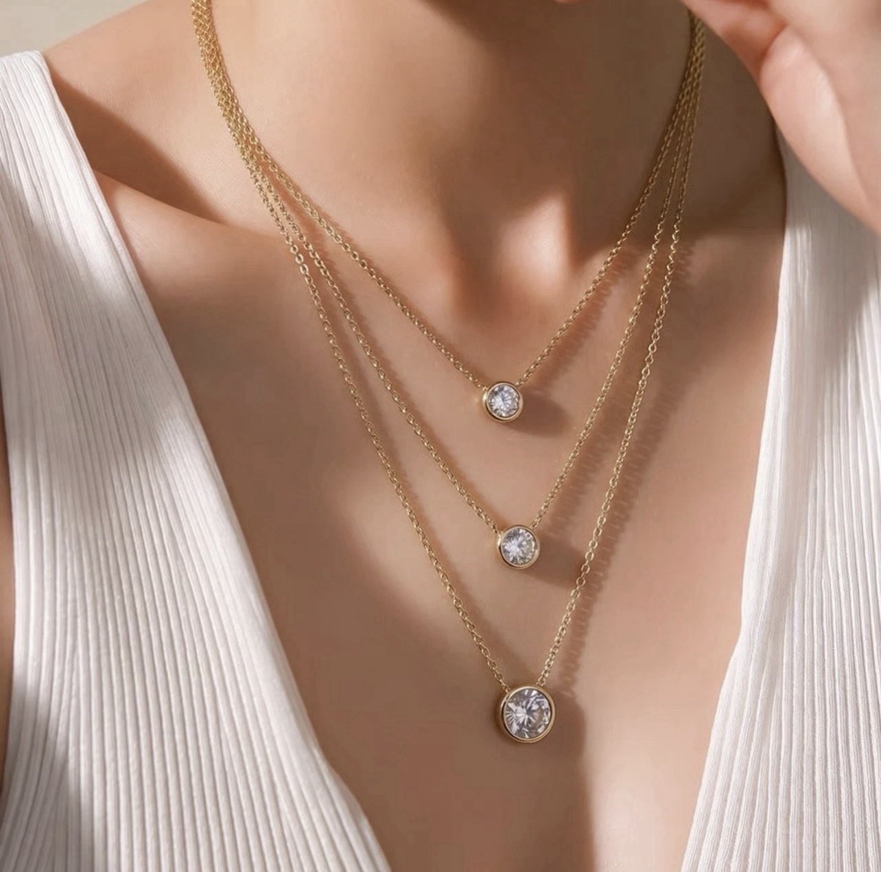 Park Lane Angelic 3 In 1 Bezel Set Clear CZ Necklace Set In Gold Tone BNWT