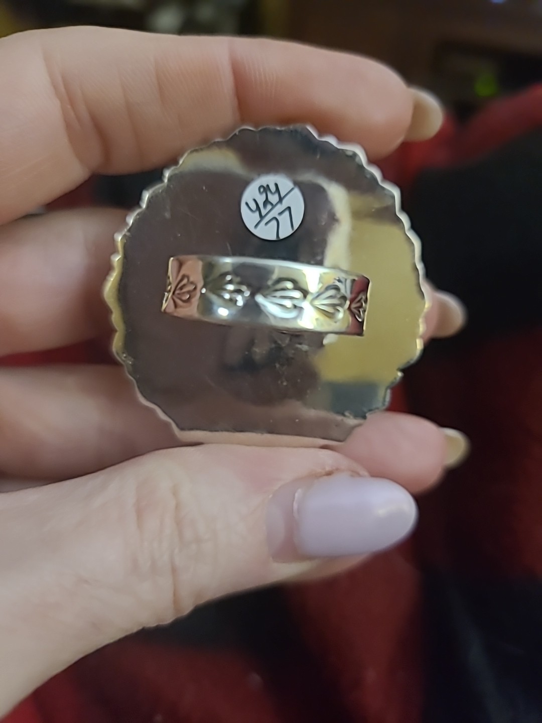 Turquoise & Orange Mojave SS 925 Adjustable Handmade Statement Ring -closed back