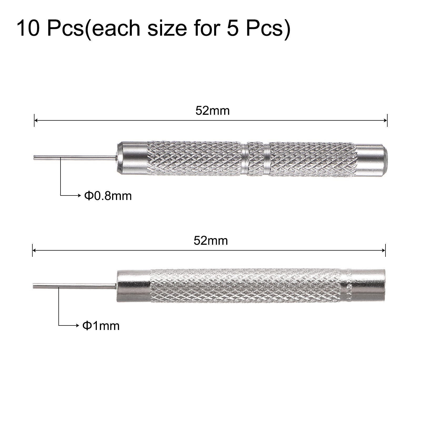 Watch Band Pin Punch 0.8/1mm Dia Watch Straps Link Pin Remover Tool 10 Pcs