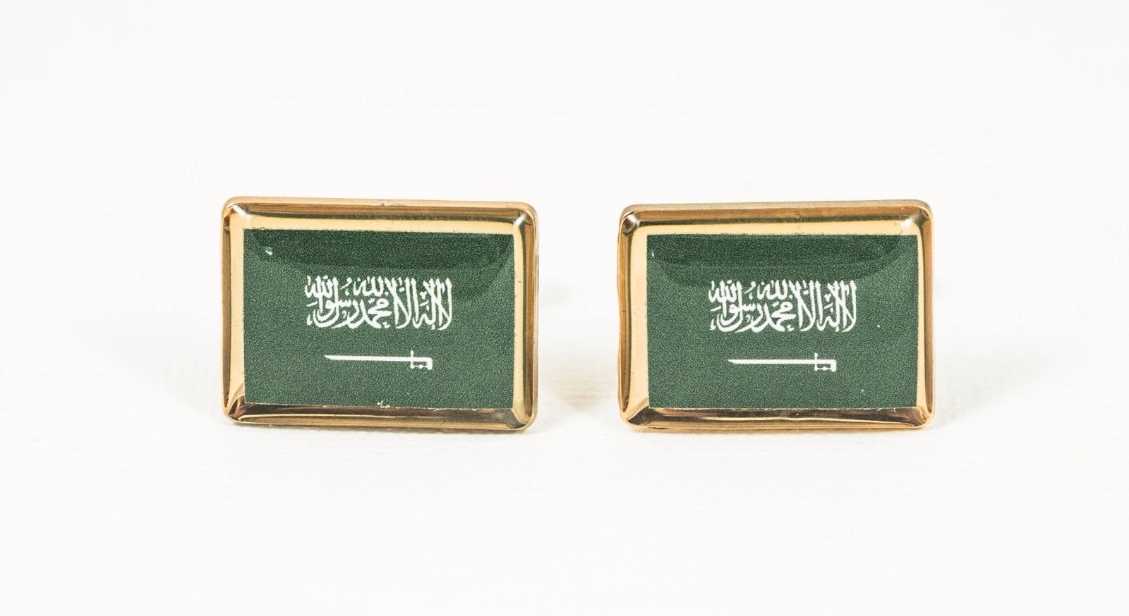 Saudi Arabia Flag Cufflinks–Arabic Islamic Muslim Middle Eastern Arabian Gulf
