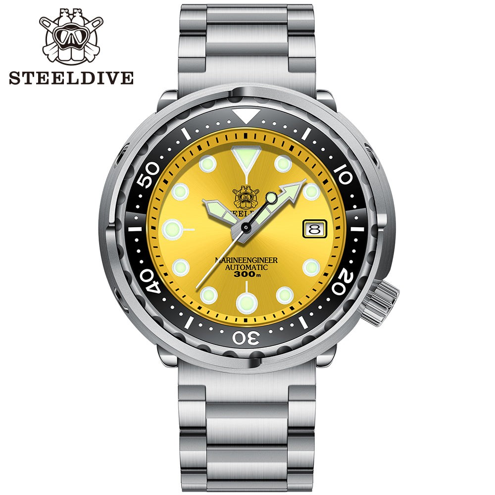 STEELDIVE SD1975 Mens 47.5mm 300M Automatic Dive Watch NH35 Steel Sunray