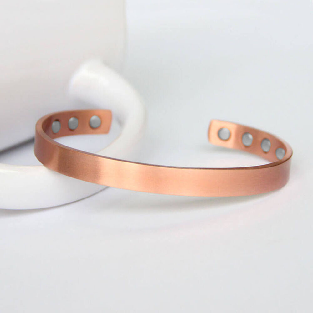 XL Plain Pure Copper Magnetic Bracelet Cuff Arthritis Pain Relief Balance Power