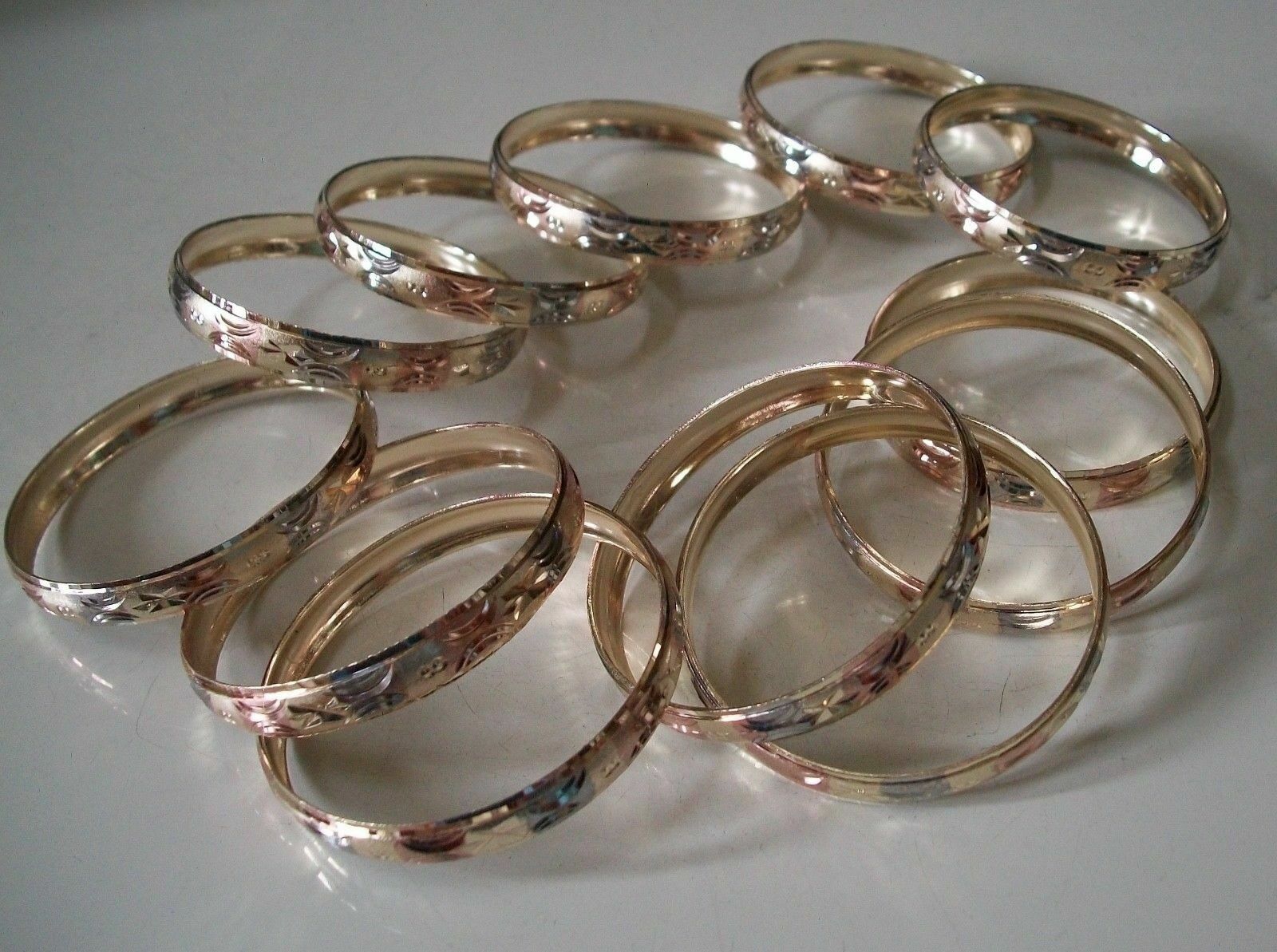 WOMEN 12PC SLIP ON SILVER/GOLD/ROSE GOLD BANGLE BRACELET BEAUTIFUL SET SIZE # 4